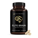 Elite Cérebro - Suplemento Nootrópico para Foco, Memória e Clareza Mental - ALCAR, Leões Mane, ALA, L-Teanina, Complexo Vitamina B - Energia Natural, Sem Cafeína (60 Cápsulas)