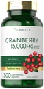 Carlyle Cranberry Pills 15000mg 300 Cápsulas Suplemento de Extrato de Erva para Mulheres e Homens com Vitamina C