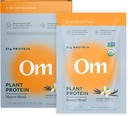 Om Master Mistura Vegan Protein Powder, Baunilha, 21g de proteína vegetal - Suplemento de cogumelos orgânicos com 10 Complexo de cogumelos, Ashwagandha, BCAAs e vitamina B12 - Único serviço (10 Conde)
