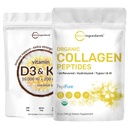 Micro Ingredientes Vitamina D3 10000 iu + K2 200 mcg Óleo de coco Softgels & Peptídeos de Colágeno Orgânico Powder Bundle 2 Pack