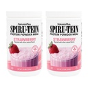 NaturalsPlus SPIRU-TEIN, Morango - 1,2 lbs, Pacote de 2 - Shake Protein Based - Não-GMO, Vegetariano, Sem Glúten - 32 Total Servings