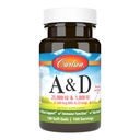 Carlson - A & D, 25000 UI (7500 mcg RAE) Vitamina A, 1000 UI (25 mcg) Vitamina D, Apoio à Visão, Saúde da Pele, 100 Softgels