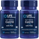 Extensão de vida Super Ubiquinol CoQ10 com PQQ, CoQ10, PQQ, shilajit, saúde do coração, suporte de energia celular, 8X melhor absorção, sem glúten, 100 mg, 30 softgels (Pacote de 2)
