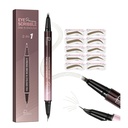 Pudaier 2-em-1 Caneta de sobrancelha curvada & Eyeliner com 10Pcs Stencils Brow, Lápis de sobrancelha de Microblading, À prova d'água e longa duração, Truffle