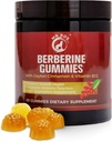 Premium Berberine Gummies 1500mg - Suporte ao Metabolismo sem Açúcar com Canela de Ceilão, Crómio, Magnésio, Zinco e Contagem B12-60