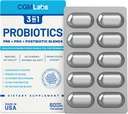 Probióticos 3 em 1 - Prebióticos + Probióticos + Pósbióticos Todos em um! Nitrogênio Purgado, Embalado individualmente em Blister de folha dupla para Frescura - 60 Veg caps by CGM Labs