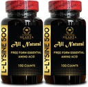 Suplemento L-LYSINE Amino ACIDS - Suplemento de Aminoácidos de Forma Livre para Homens, Apoio Imune, Função Ocular e Saúde Respiratória, Vitamina Aminoácido - 2 Garrafas 200 Condes
