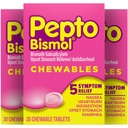 Comprimidos mastigáveis de Pepto Bismol para Náusea, Azia, Indigestão, Estômago e Diarréia Alívio, Sabor Original, 90 Total (3 embalagens de 30)