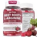 Beterraba Gummies & L-Arginina, Suplementos de óxido nítrico para homens e mulheres w/Beterraba orgânica, B1, B2, B3, B5, B6, Folato, B12 para aumento de energia e suporte à circulação, Açúcar livre, 60 Cts