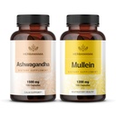 HERBAMA Ashwagandha e Mullein Kit - Pacote de 1500 mg Ashwagandha Raiz & 1200 mg Mullein Leaf Cápsulas 100 Caps - Vegan, Não-GMO, Açúcar & Álcool - 2 Pack