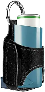 2pcs portátil Asma Inhaler Holder, leve PU couro protetor viagem Handy Asma Inhaler caso para adultos e crianças,Holder Only (Preto)