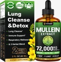 Mullein Drops para pulmões, Extrato de Folha de Mullein 3-em-1 para a saúde dos pulmões, Herbal Respiratory Lung Health Supplement, Support Imune & Digestive Wellness, Açúcar & Alcohol-free - 2 FL OZ