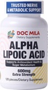 Ácido Alfa Lipóico 600mg 120 Caplets - Nerve Sciatica Peripheral Neuropatia Suporte - Gluten Free, Vegan & Non-GMO para Adultos