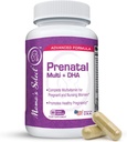 Vitaminas pré-natais para mulheres com ferro, vitamina D, DHA e mais para mulheres grávidas, folato de metilo seguro para MTHFR - gentil no estômago, 60 cápsulas de legumes