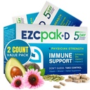 EZC Pak 5-Dia Imune System Booster com Echinacea, Vitamina C, Zinco e Vitamina D - Suplemento de suporte Imune Tapered para Adultos - Suporta Imunidade, Pacote de suplemento de tamanho fácil de viagem - (Pacote de 2)