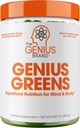 Genius Brand Genius Greens - Greens Powder for Healthy Mind & Immunity Support - Legumes Orgânicos, Mirtilos & Mane Leão - mistura de bebida conveniente - sabor agradável - 20 Servings