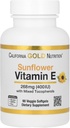California Gold Nutrition Girassol Vitamina E com tocoferóis mistos, 400 UI, 90 vegetais