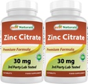 Melhor Natural Zinco 30mg Suplementos (como Citrato de Zinco) - zinco Vitaminas para Adultos Suporte Imune - 120 Comprimidos (120 Contagem de 2))