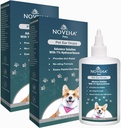 NOVEHA Pet Ear Drops com 1% de hidrocortisona Limpeza do ouvido para cães e gatos para formação de cera de ouvido, fórmula sem rotação, acalma coceira e reduz infecções dolorosas do ouvido 60ml (60ml (Pacote de 2))