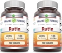 Incrivel Formulas Rutin Supplement (500 Mg) Comprimidos (Não-GMO) Gluten Free (Made in USA) (2 Pack (100 Contagem)