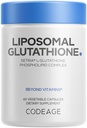 Codeage Suplemento de Glutationa lipossómica - Pure Reduced Setria L-Glutationa, Entrega lipossómica, Complexo fosfolipídio - Encapsulado Pílulas de Glutationa em pó - Vegan, Não-GMO - 60 Cápsulas
