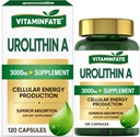 3000 MG Urolithin A Suplemento - 120 Cápsulas Suporta Antioxidante, Envelhecimento Saudável Melhorado, Mitocondrial, Reparação de Células para Homens e Mulheres