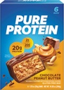 Barras de proteína pura, alta proteína, lanches nutritivos para apoiar a energia, baixo açúcar, sem glúten, manteiga de amendoim de chocolate, 1.76 Oz (Pacote de 6)