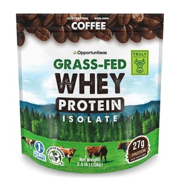 Opportuniteas Grass Fed Coffee Whey Protein Isolate Powder - 27g Protein Powder Sem Adoçantes Artificiais, Vacas sem Hormonas, Não OGM - 2,5 kg