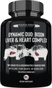 Duo dinâmico: 100% Fio de Bisão alimentado por grama e coração complexo     , Essecated Bison Fígado e coração Pill Supplement (Garrafa única) , Made in USA