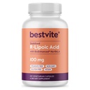 BESTVITE R-Lipoic Acid 100mg Estabilizado com Bio-Enhanced® Na-RLA (120 cápsulas vegetarianas) Sem estearatos - Sem agentes de fluxo - Vegan - Não-GMO - Gluten Free