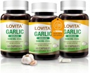 Lovita Odorless Alho Cápsulas, 5000mg Equivalente de alho fresco, 1,25% Extrato de alicina, Suporta o coração, Pressão arterial, Colesterol e sistema imunológico, Não-GMO, Sem glúten, 180 Cápsulas Vegan