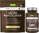 Culturas Vivas+ Lab4 Probióticos + Vegan Vanilla Colágeno Proteína Pó Vegan Bundle, Complete Colágeno Boosting Fórmula + 25 Bilhões CFU Probiótico com Prebiótico não-bloating, por Igennus