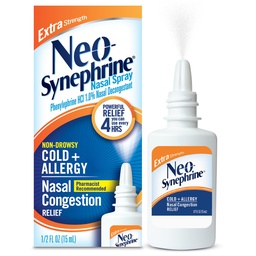 Neosynephrine, Pulverização nasal para alívio de sino frio Força extra, claro, 0,5 Fl Oz