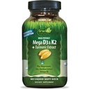 Irwin Naturals de alta potência Mega D3 & K2 + Extrato de Açafrão - 60 líquidos Softgels - Ossos saudáveis e função imune