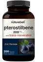Pterostilbene com 98% Trans-Resveratrol, 200mg por serviço, 200 Cápsulas Naturalmente Fonte de Amoras Selvagens – Suplemento Antioxidante para Apoio ao Envelhecimento Saudável – Não-GMO