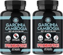 Suplementos irritados Garcinia Cambogia com Probióticos, Gut Health Multivitamin w. Vitaminas A, C, D, E, K, B2, Zinco, Selênio, Cobre, Chromium + Cápsulas de mistura de ervas (2- Garrafas, 120ct Total)