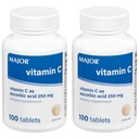 MAJOR Vitamina-C 250 mg Comprimidos de Ácido Ascórbico, 100 CT - Embalagem de 2
