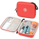 Fukumi Hard Travel Case for Asthma Inhaler, Inhaler Spacer Case for Kids and Adults, Máscaras, Acessórios Asthma Case with Mesh Pocket for Medicine and Other Accessories, Red (Somente Caso)