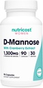 Nutricost D-Mannose com Extrato de Amora para Mulheres 1300mg 90 Cápsulas
