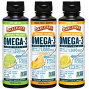 Barlean's Omega 3 Fish Oil Liquid Supplement 3-Flavor Variety Pack para homens e mulheres, EPA e DHA Fatty Acid, inclui torta de limão chave, limão Crème e Mango Peach Flavors, 8 onças