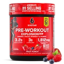 Pó pré-treino de seis estrelas para homens e mulheres, Fruit Punch (30 Servings) - Pré-treino Explosion 2.0 Energia Powder Drink Mix com Beta-Alanine & Cafeína - Sports Nutrition Supplement Products