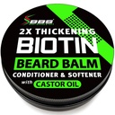 Bálsamo de barba de biotina para homens - 2X Espessura para barba e bigode - Cera de bigode orgânico com óleo de mamona & Meadowfoam – Hydrating Facial Hair Growth Balm & Leave-In Conditioner