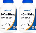 Nutricost L-Ornitina 500mg; 180 Cápsulas (2 Garrafas)