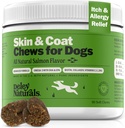 Deley Naturals Skin & Coat Chews - Cão Alergia Chews com óleo de peixe Omega 3, Biotina, Colágeno e Vitaminas Essenciais - Suporta Cão Coceira pele alívio, Reduz a secura e revestimento saudável - Made in USA