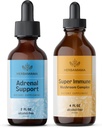 HERBAMAMA Suporte Adrenal Super Imune Mushrom Blend Kit - Pacote de líquido Adrenal Suporte Complexo 2 fl oz & Super Imune Mushroom Drops 4 fl oz - Vegan, Não-GMO, Açúcar & Álcool - 2 Pack