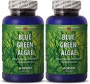 Klamath azul algas verdes - BLUE GREEN ALGAE 500MG de Klamath Lake - suplementos nutricionais antioxidantes, pílulas de espirulina força extra, pílulas de energia para as mulheres reforço imunológico - 2 Bot 120 Cápsulas