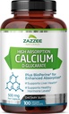Zazzee Alta Absorção D-Glucarato de cálcio, 500 mg por cápsula, 3 mg BioPerine para Absorção Melhorada, 100 cápsulas Vegan, Mais brócolos 10:1 Extrato, 100% vegetariano, CDG, All-Natural e não-GMO
