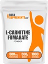 BulkSuplements.com L-Carnitina Fumarate Pó - Suplemento Carnitina, Nutrição Desportiva, L-Carnitina 500mg - Gluten Free, 500mg por serviço, Gluten Free, 500g (1.1 lbs) (Pacote de 1)