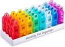 Organizador de comprimidos mensal 2 vezes por dia, 30 dias Organizador de comprimidos AM PM, Um mês Organizador de caixa de pílulas com design exclusivo alça, 31 dias de viagem Midicine casos de pílulas segurar a vitamina, suplementos e medicamentos