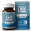 L Metilfolato 7,5mg mais Metil B12 - Forma 5-MTHF ativa, Suplemento MTHFR - Fluxo sanguíneo pronto Folato metilado + Cofator B12 - Suporta Mood, Metilação de Homocisteína, Cognição (60 Cápsulas)